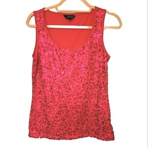 Jessica Hot Pink Barbiecore Sequined Sleeveless Tank Top Womens Small